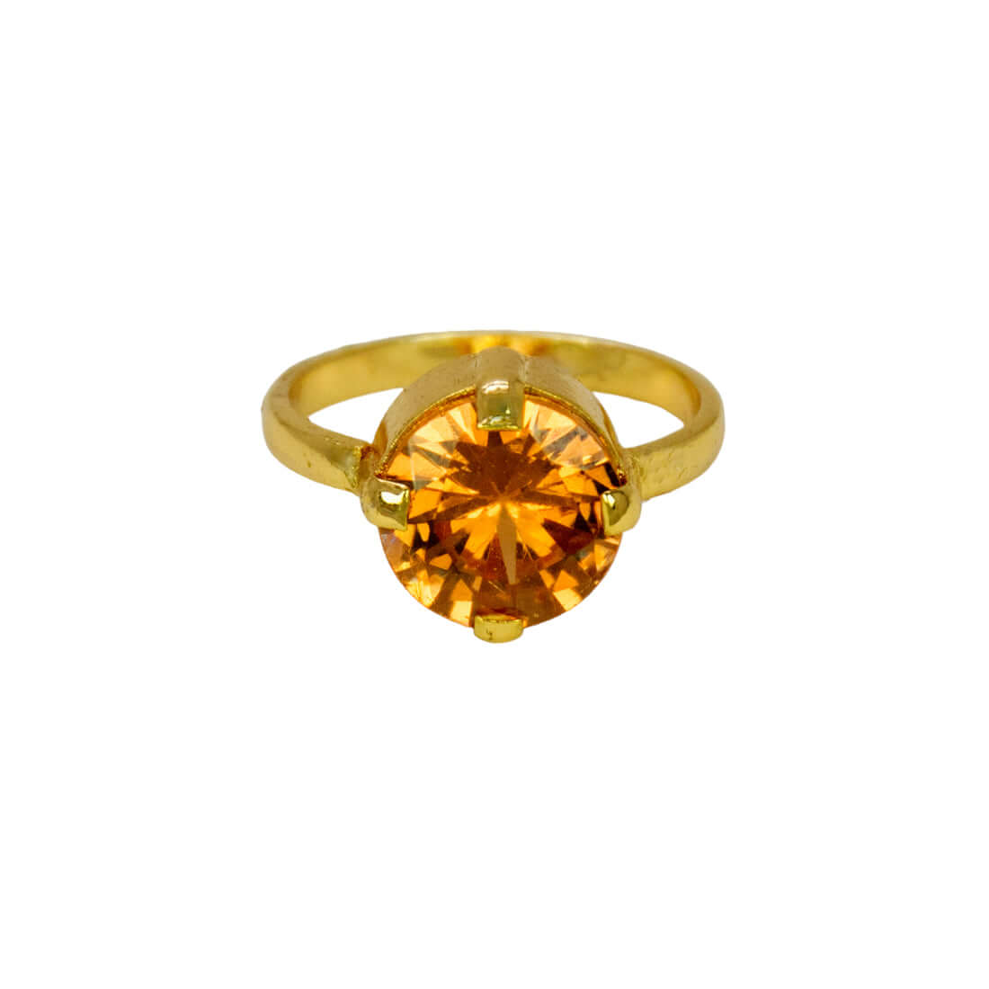 Fascinating Gold Plated Sapphire Stone Finger Ring- Orange