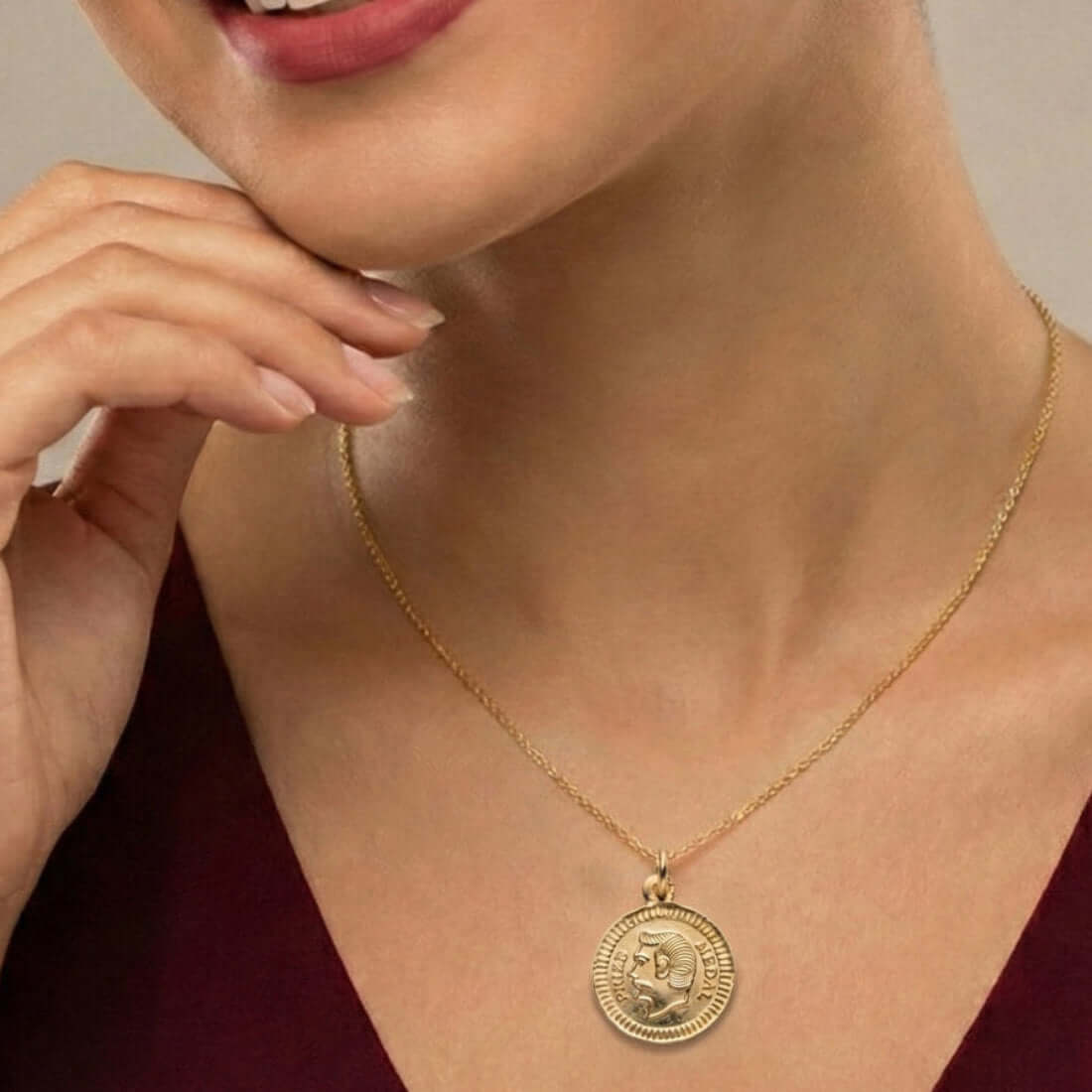 Classic-Gold-Plated-Medallion-Design-Coin-Pendant