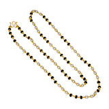 Classy Gold Plated Black Crystal Pearl Mala