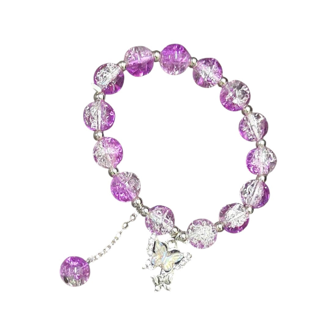 Crackle_Majenta_Crystal_Beaded_Butterfly_Charm_Bracelet
