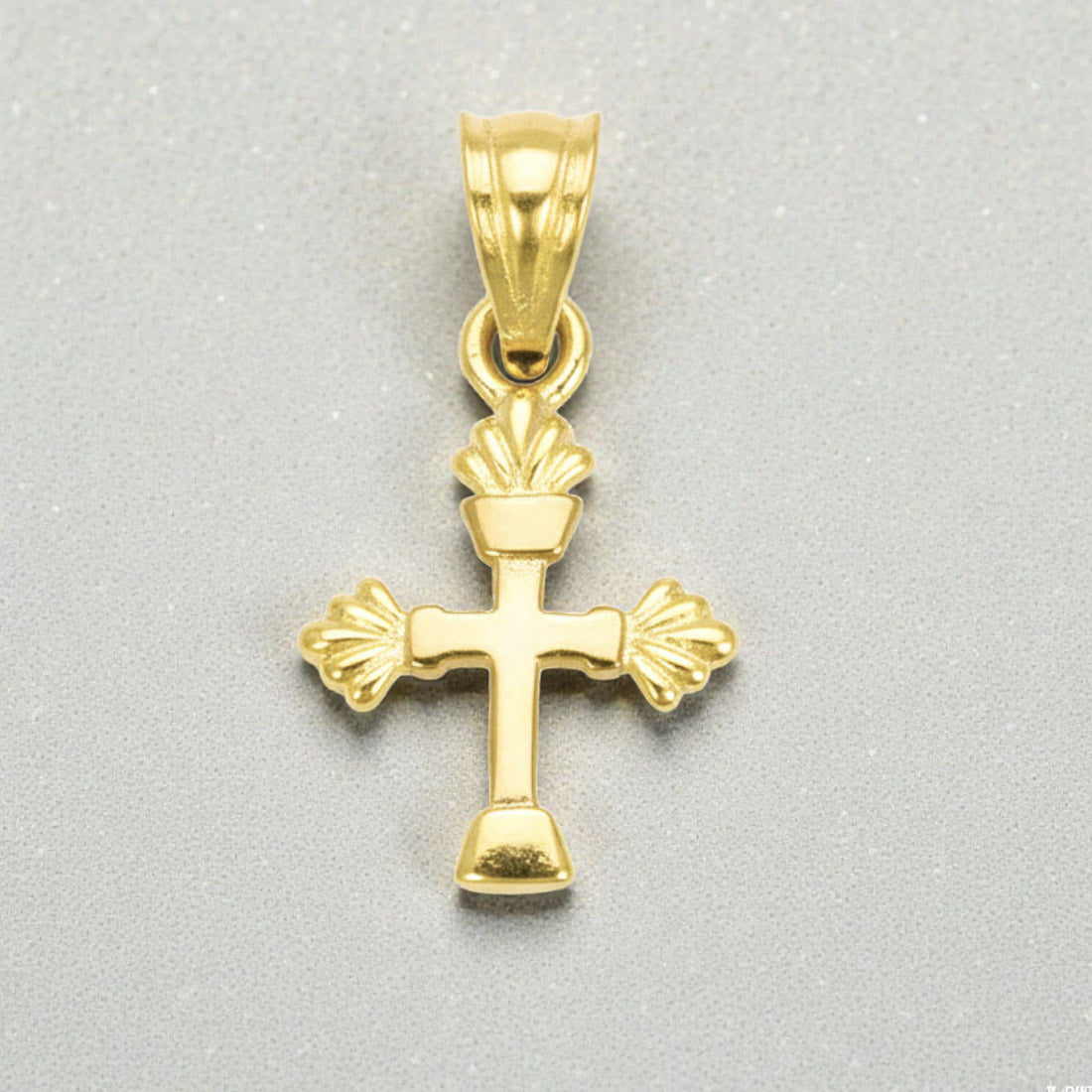 Gold-Plated Small Ornate Christian Cross Pendant