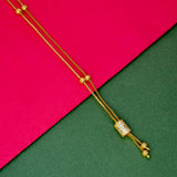 Elegant Gold Plated Cylindrical Stone Pendant Chain showcasing a stunning gem on a gold-plated box chain.