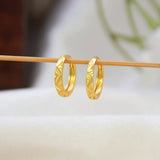 Gold Plated Geometric Engraved Hoop Earrings