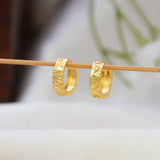 Gold Plated Ornate Textured Hoop Earrings for Women & Girls