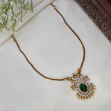 Victorian Antique Gold Peacock Stone Pendant Necklace