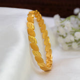 Gold-Plated Textured Leaf Bangle