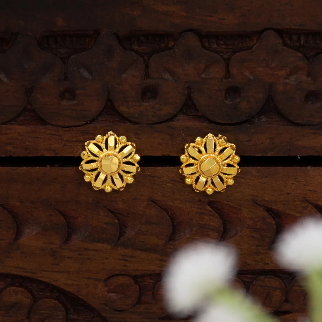 Trendy Indian Gold Plated Flower Stud Earrings For Women