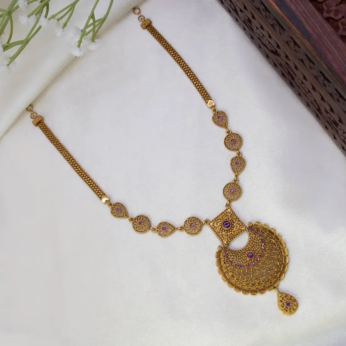 Victorian Antique Chandbali Pendant Necklace