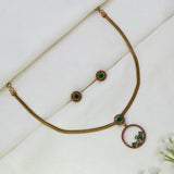 Victorian Gold-Plated Stone Necklace & Earring Set