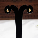 Gold-Plated Leaf Design CZ Stone Second Studs