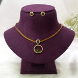 Victorian Gold-Plated Stone Necklace & Earring Set