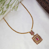 Victorian Antique Square Stone Pendant Necklace
