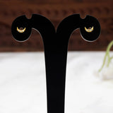 Gold-Plated CZ Crescent Moon Second Stud Earrings