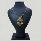 Victorian Antique Gold Peacock Stone Pendant Necklace