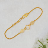 Gold Plated Curb Chain Leaf Bracelet