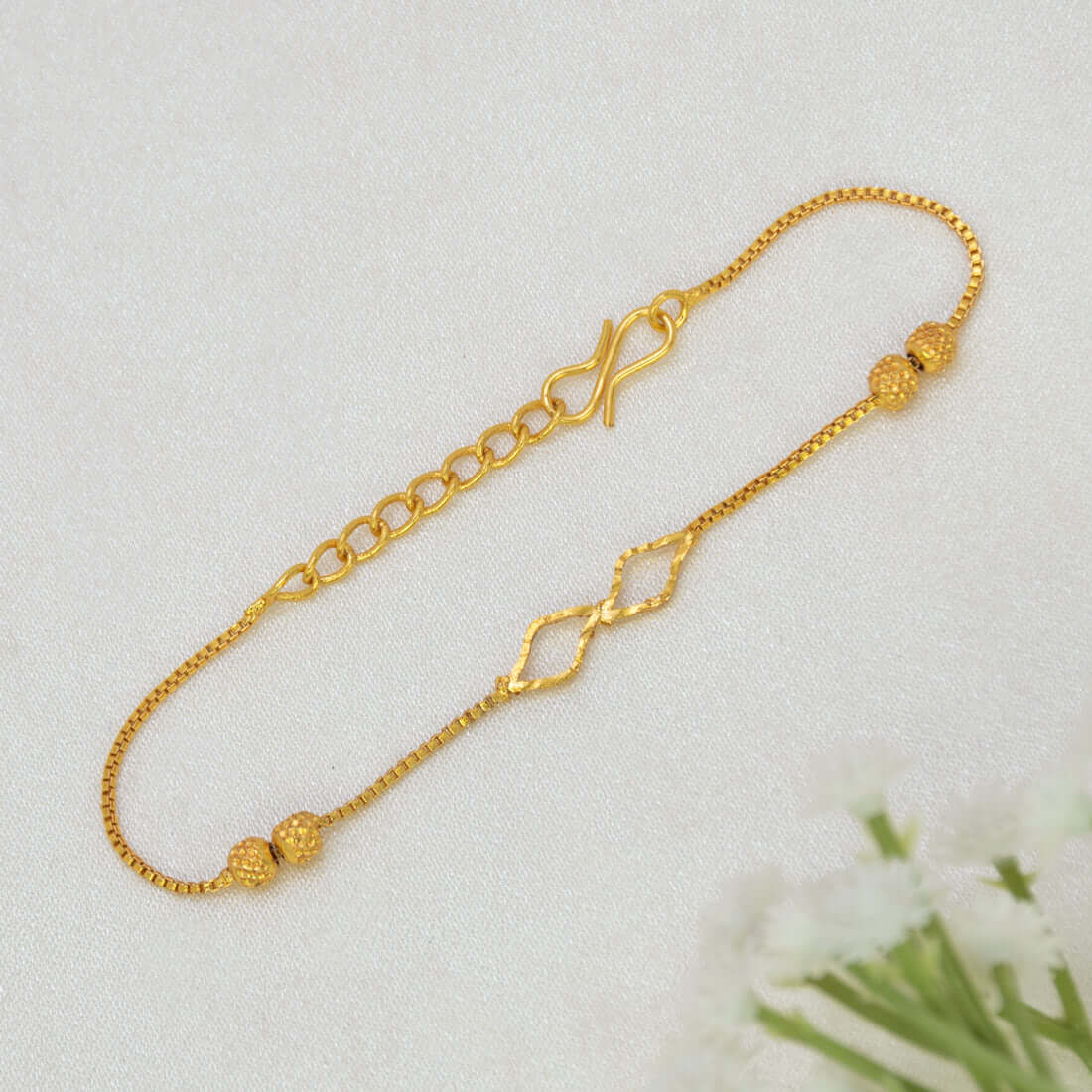 Gold Plated Geometric Loop Beaded Ladies Bracelet