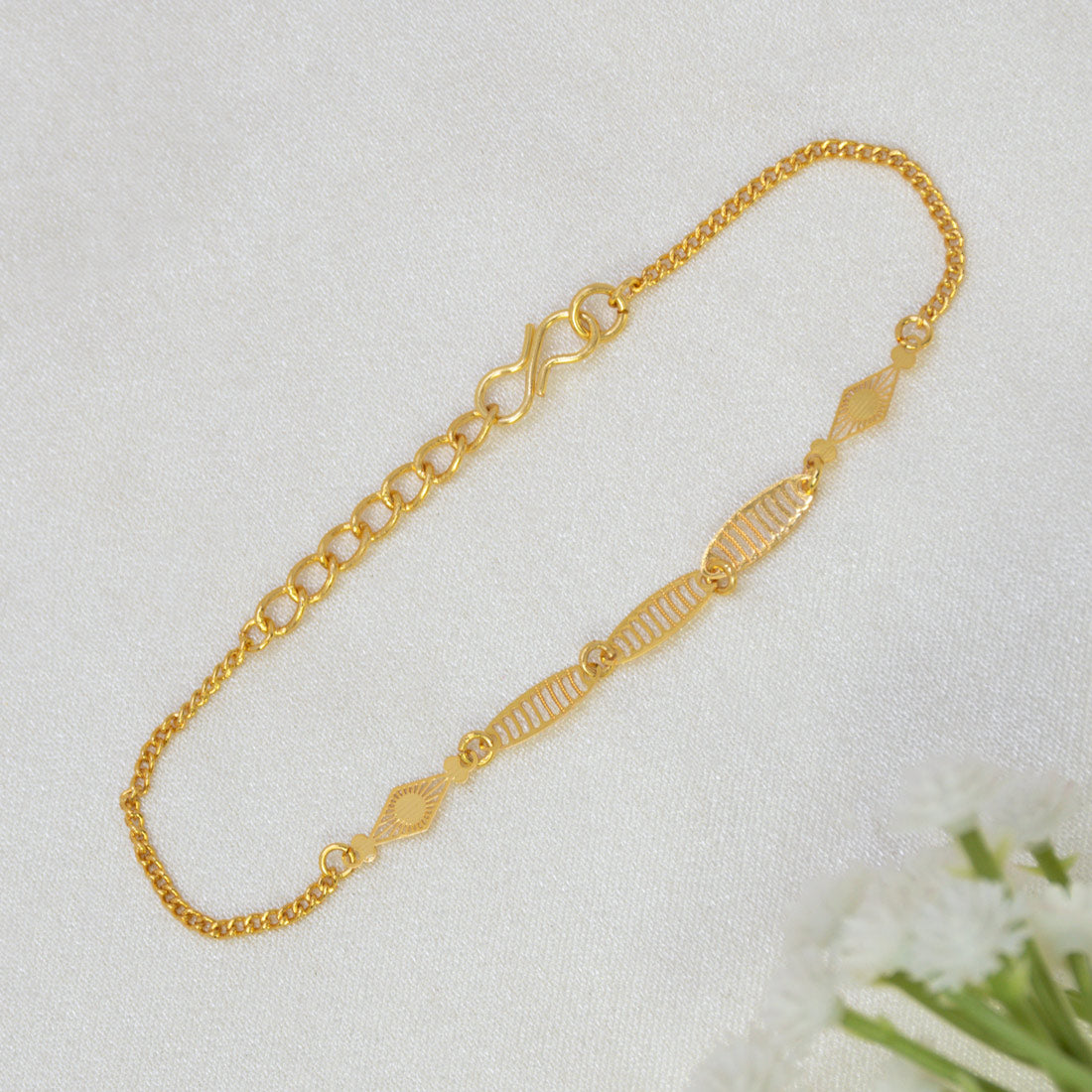 Gold Plated Curb Chain Filigree Sunburst Bracelet