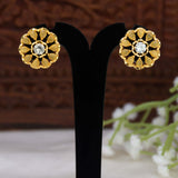 Gold-Plated LCT Stone Floral Stud Earrings