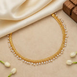 Gold Plated Beads Hanging Choker Necklace