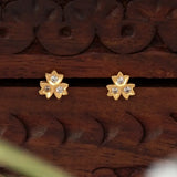 Golden CZ Flower Stud Earrings for Kids