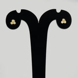 Golden Triple CZ Stone Clover Stud Earrings for Kids