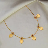Gold Plated Ruby Stone Head Kasu Necklace