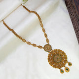 Antique Gold Filigree Mandala Pendant Long Necklace