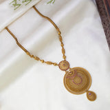 Antique Gold Filigree Round Pendant Necklace