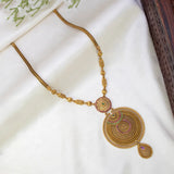 Antique Gold Filigree Round Pendant Necklace