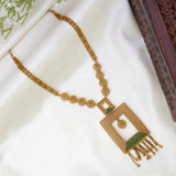Antique Gold Filigree Rectangle Tassel Pendant Necklace