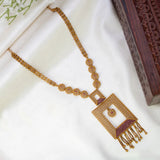Antique Gold Filigree Rectangle Tassel Pendant Necklace