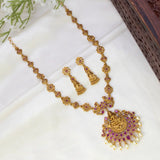 Antique Lakshmi Stone Pearl Necklace Set with Earrings