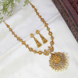 Antique Lakshmi Stone Pearl Necklace Set with Earrings