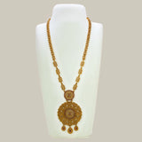 Antique Gold Filigree Mandala Pendant Long Necklace