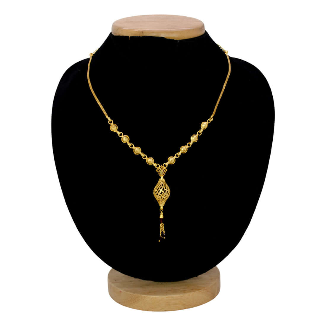 Delicate-Gold-Plated-Mesh-Pendant-Beaded-Necklace