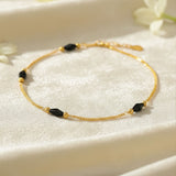 DelicateGoldPlatedBlackCrystalAnklets