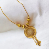 Beautiful Gold Plated Chain With Big Round Floral Pendant for women featuring a round mesh pendant and intricate design.