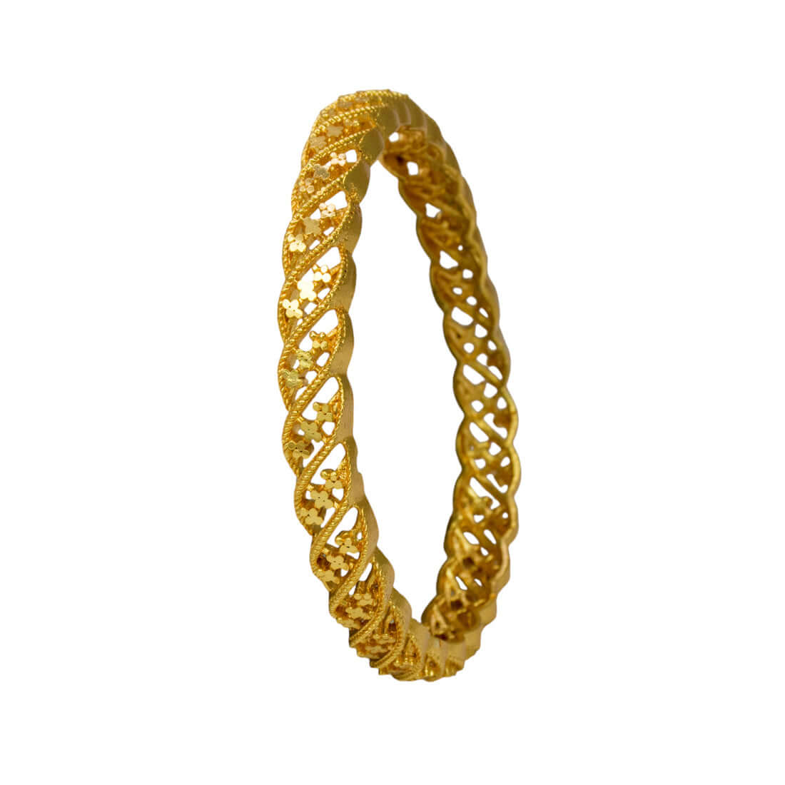 Plain Gold Plated Designer Bangle with intricate twisted design for stylish women and girls.