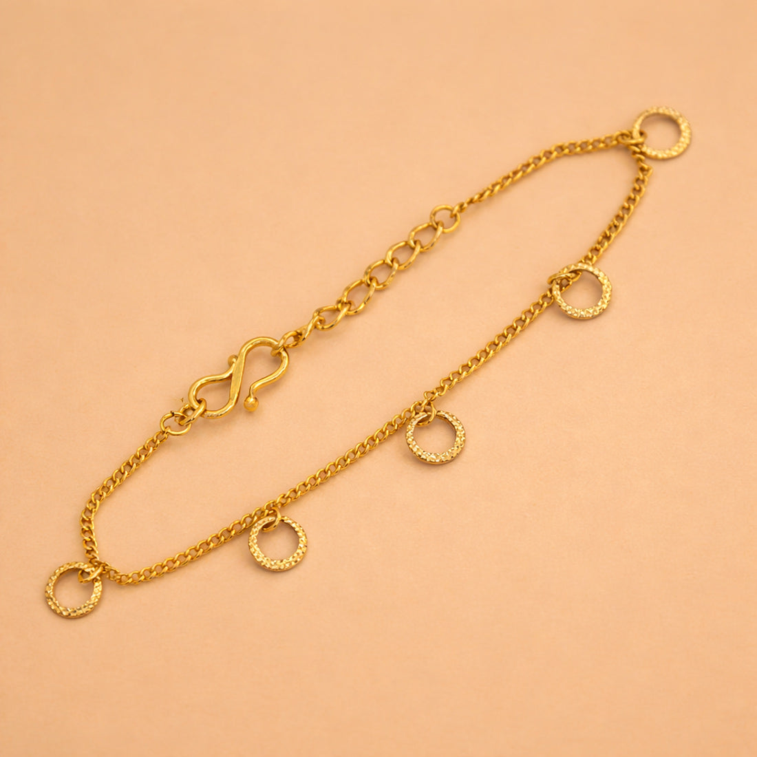 Gold-Plated Hanging Circular Charms Bracelet