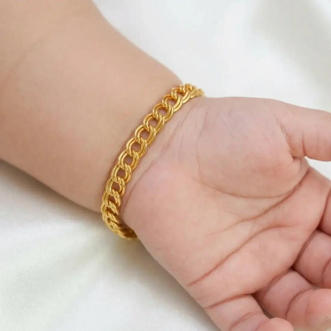 Gold Plated Double Link Charm Kids Bracelet