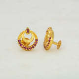 Crescent Gold Plated Stone Stud Earrings