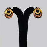 Crescent Gold Plated Stone Stud Earrings