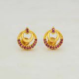 Crescent Gold Plated Stone Stud Earrings