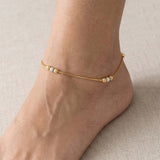 Dual Tone Triple Designer Beads Box Chain Anklets