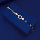 Stylish Gold Plated Square CZ Stone Ladies Bracelet