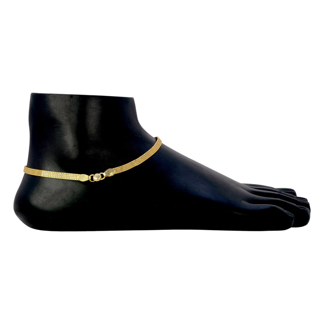 Elegant-Gold-Plated-Flat-Mesh-Anklets