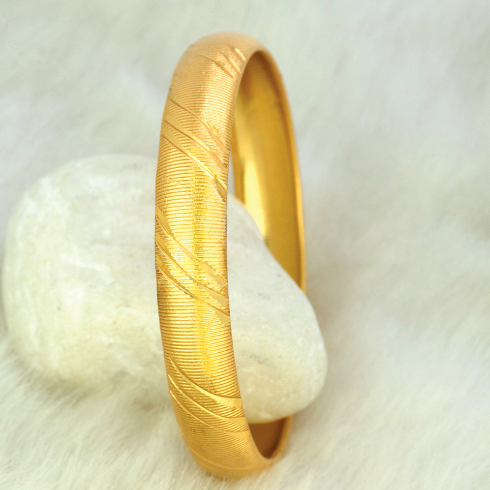 Gold Plated Medium Designer Lightweight Pipe Bangle