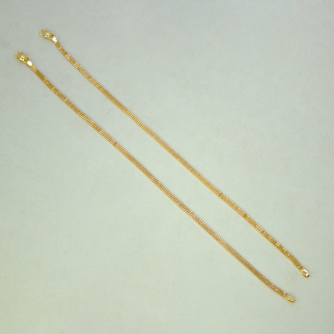 Elegant Gold Plated Three Line Box Chain Anklets