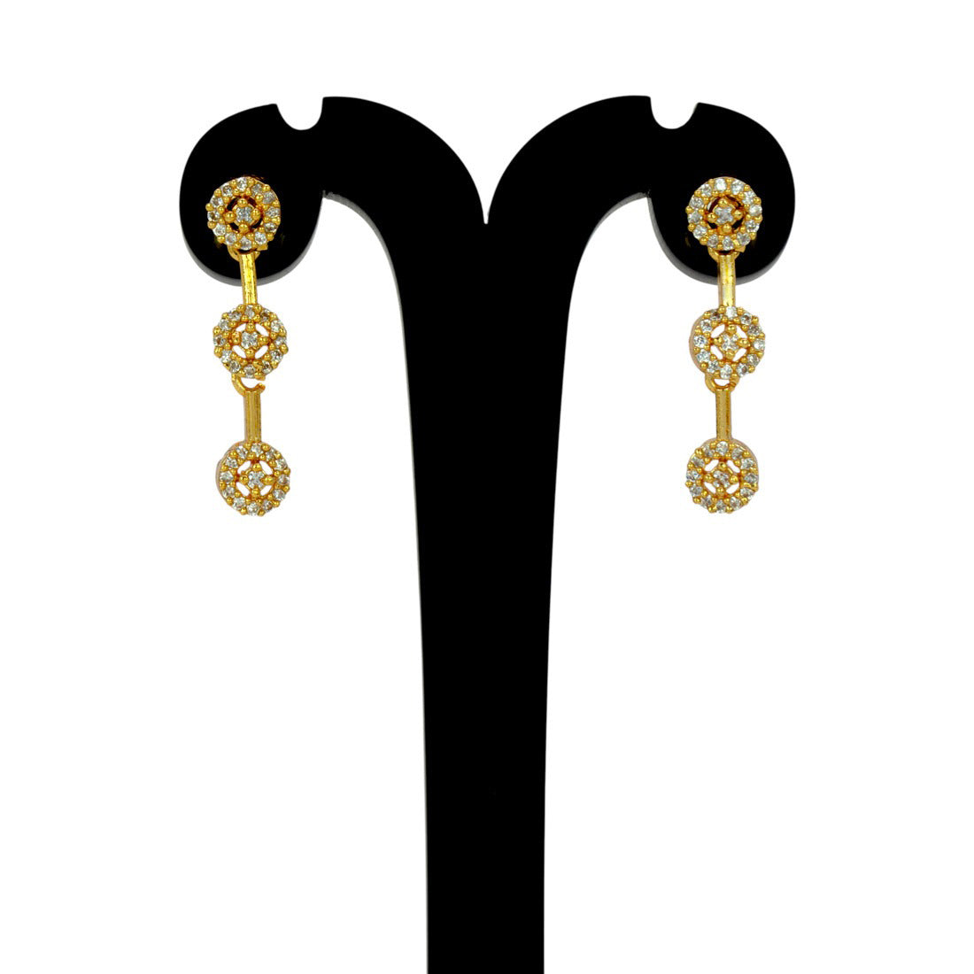 Elegant-Gold-Plated-Triple-Floral-Drop-Earrings