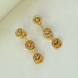 Elegant-Gold-Plated-Triple-Floral-Drop-Earrings